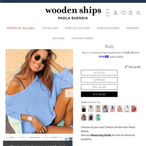 Wooden Ships Blue Off-the-Shoulder Sweater